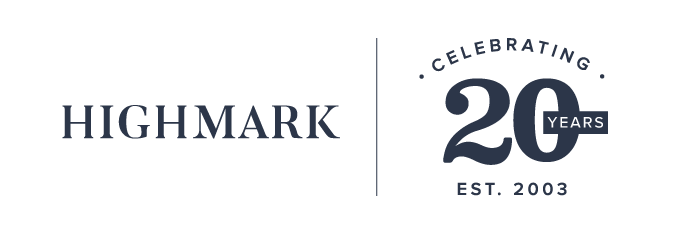 Highmark 20th anniversary logo for twin cities residential restoration specialists.