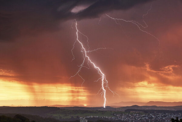 fire, smoke and water damage from a lightning strike